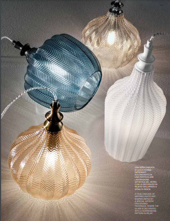 GEALUCE Sospensione con montatura in metallo 1XE27 non incl. vetro ambra-bianco-cobalto-ocra CLEOFE GEALUCE Sospensione con montatura in metallo 1XE27 non incl. vetro ambra-bianco-cobalto-ocra CLEOFE